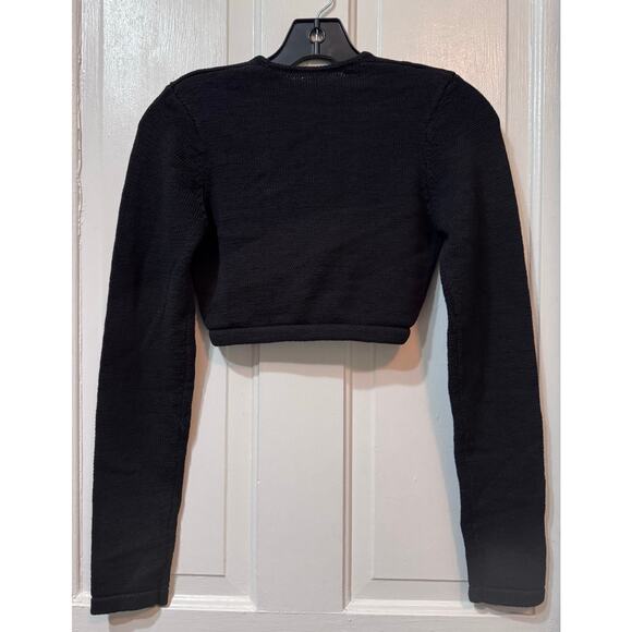 NWT Cult Gaia Black Knit Long Sleeve Melody Crop Top Size M - Picture 7 of 11